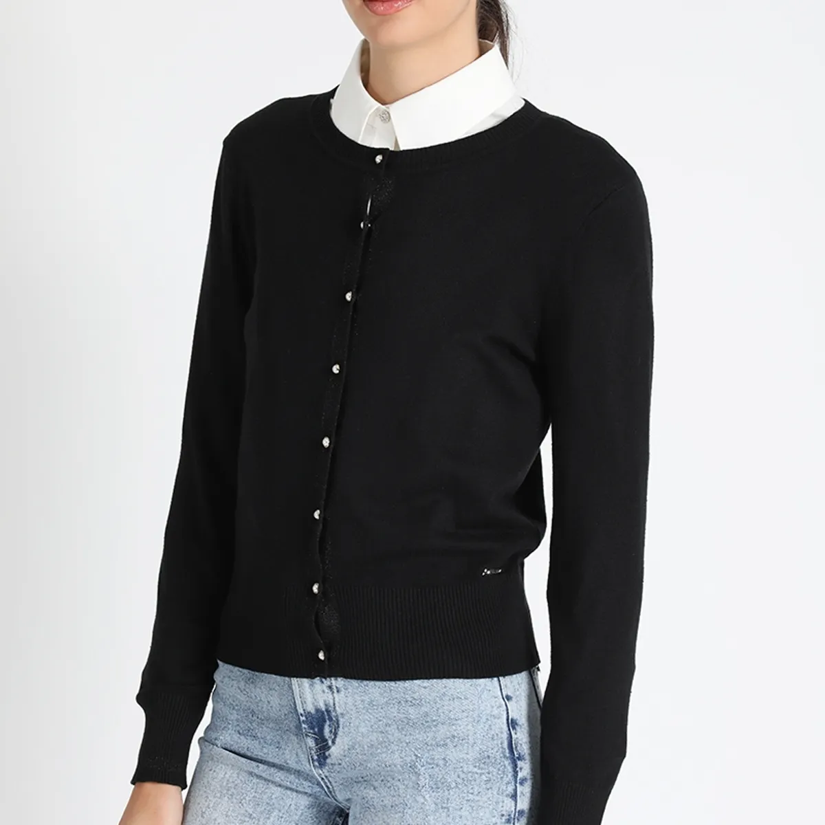 LIOLA - Cárdigan Básico Negro Liola