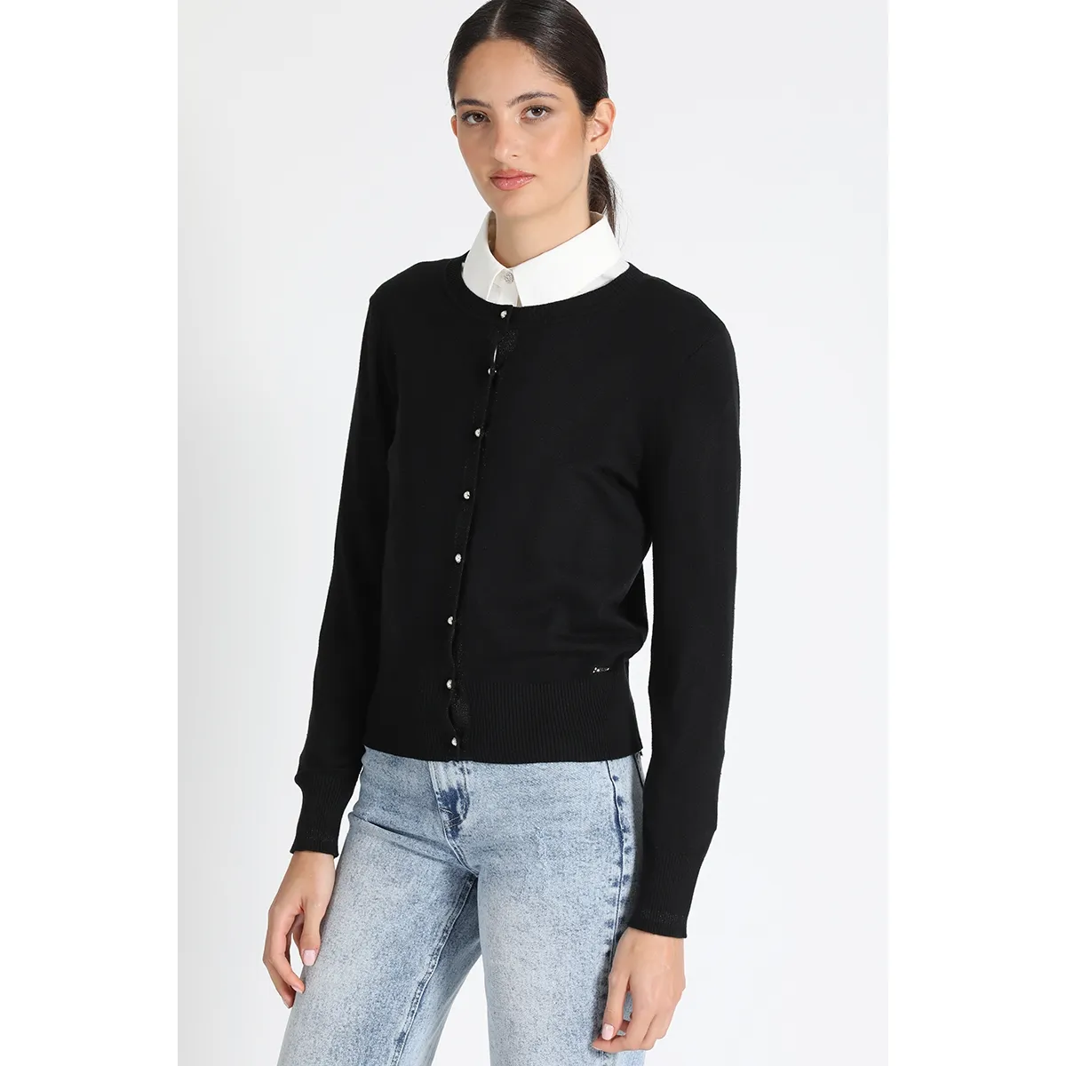 LIOLA - Cárdigan Básico Negro Liola