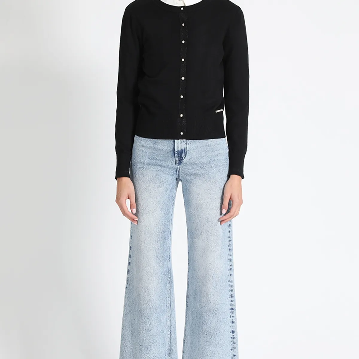 LIOLA - Cárdigan Básico Negro Liola