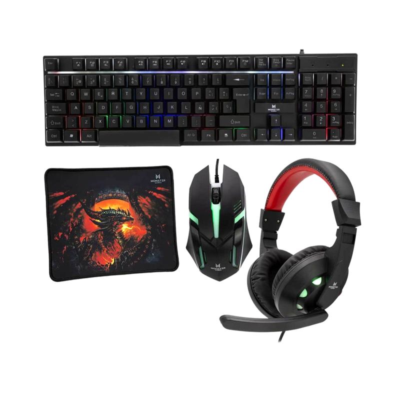 MONSTER GAMES - Kit Gamer Monster 4 en 1 Insertion RGB