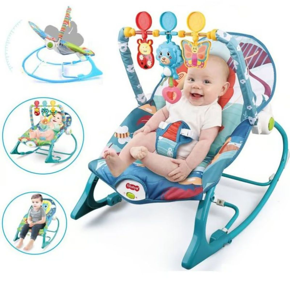 GENERICO - Mecedora bebé con vibracion y sonidos 3 en 1.