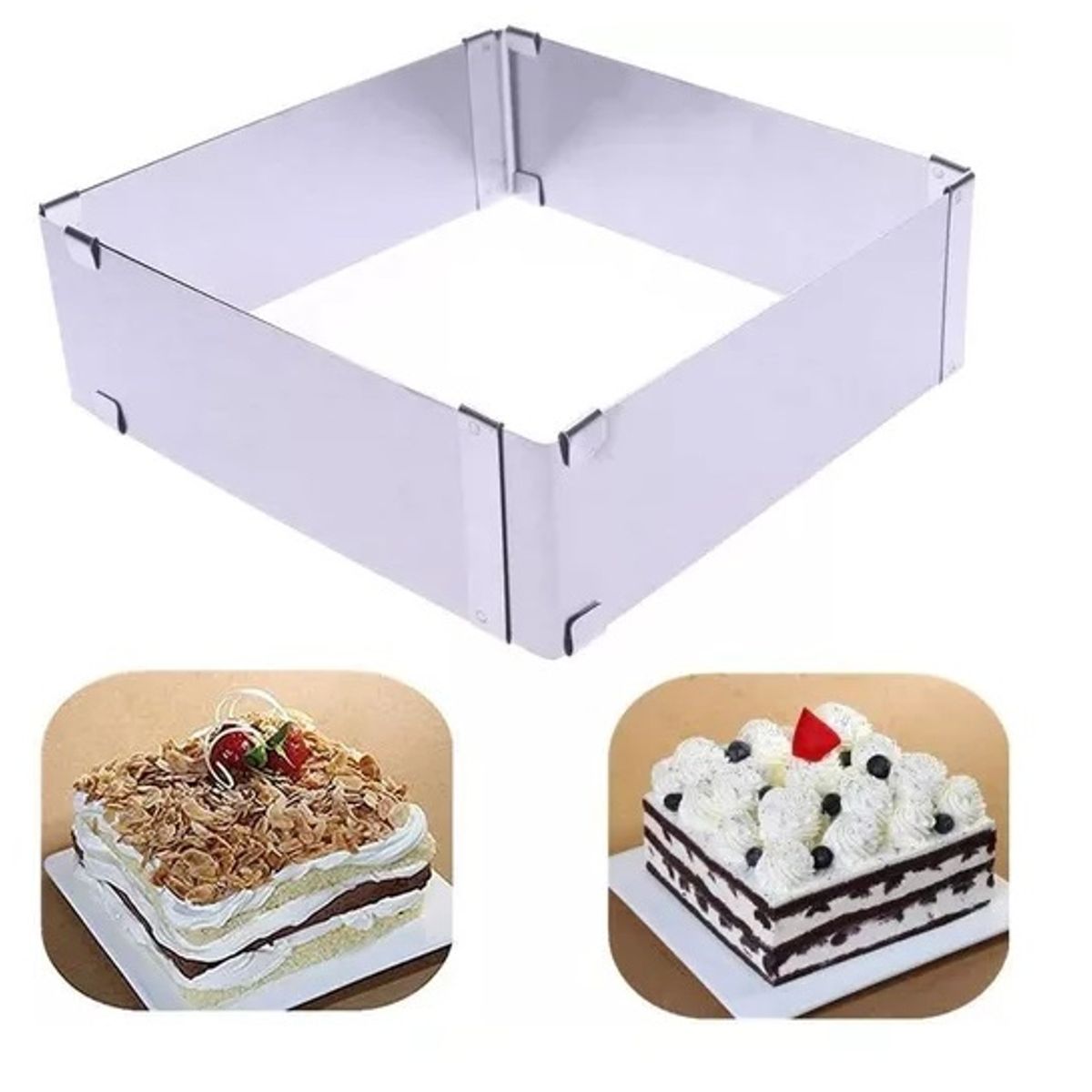 PASTELERIUSCL - Molde De Torta Moldes Para Tortas Cuadrado Ajustable Queque