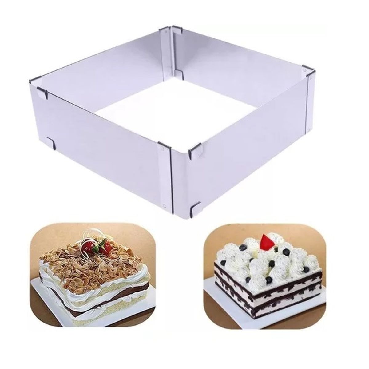 PASTELERIUSCL - Molde De Torta Moldes Para Tortas Cuadrado Ajustable Queque