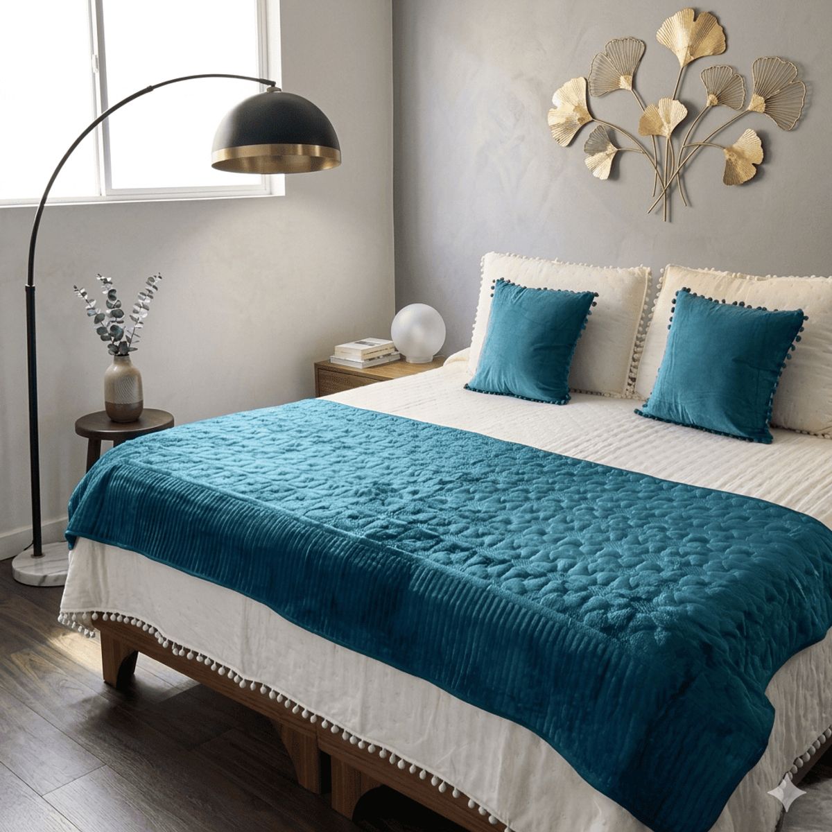 DEKOHOME - Piecera cama Plush turquesa