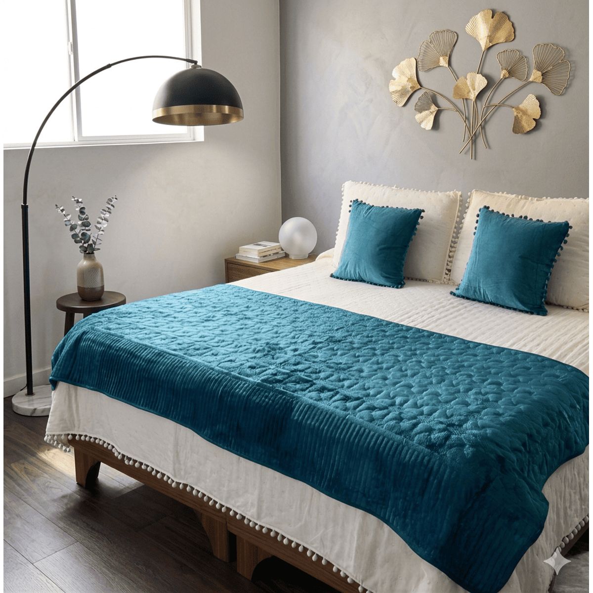 DEKOHOME - Piecera cama Plush turquesa