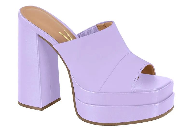 Sandalia Taco Ancho Lila Mujer