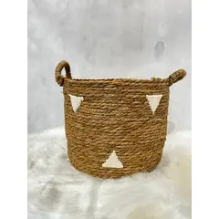 TODOHOGAR SANTIAGO DE CHILE - Canasto decorativo 32cm de alto con detalles tejidos