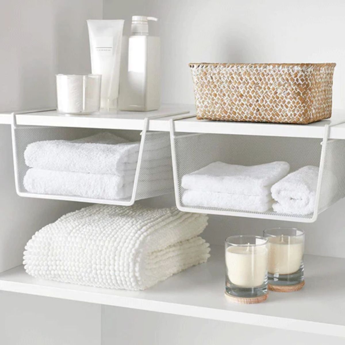 RAYEN - Canasto Colgante para Repisas Rayen – Organizador Blanco 30 × 15 × 25 cm