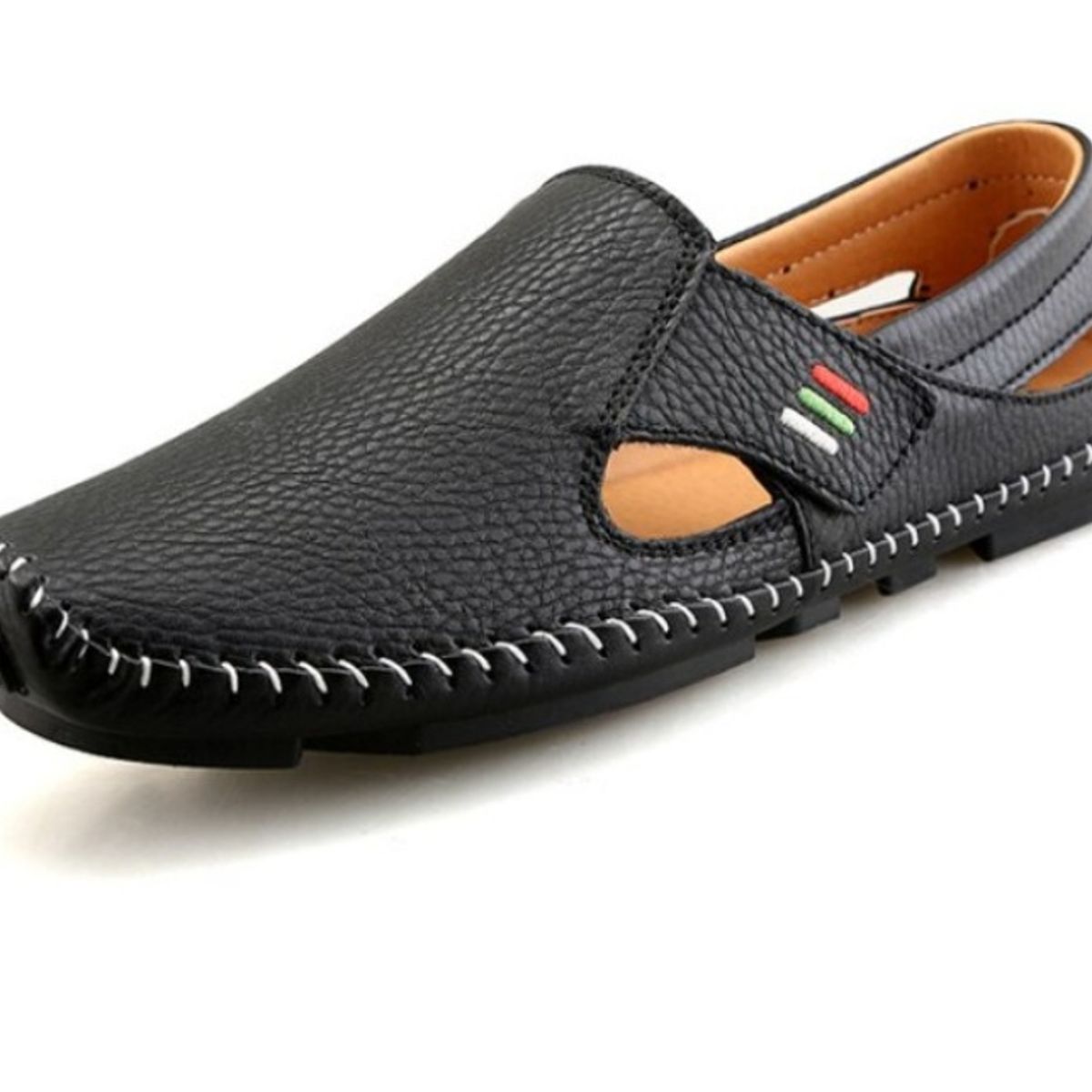 VATYERTY - Mocasines de cuero transpirables primavera verano Hombre Negro.