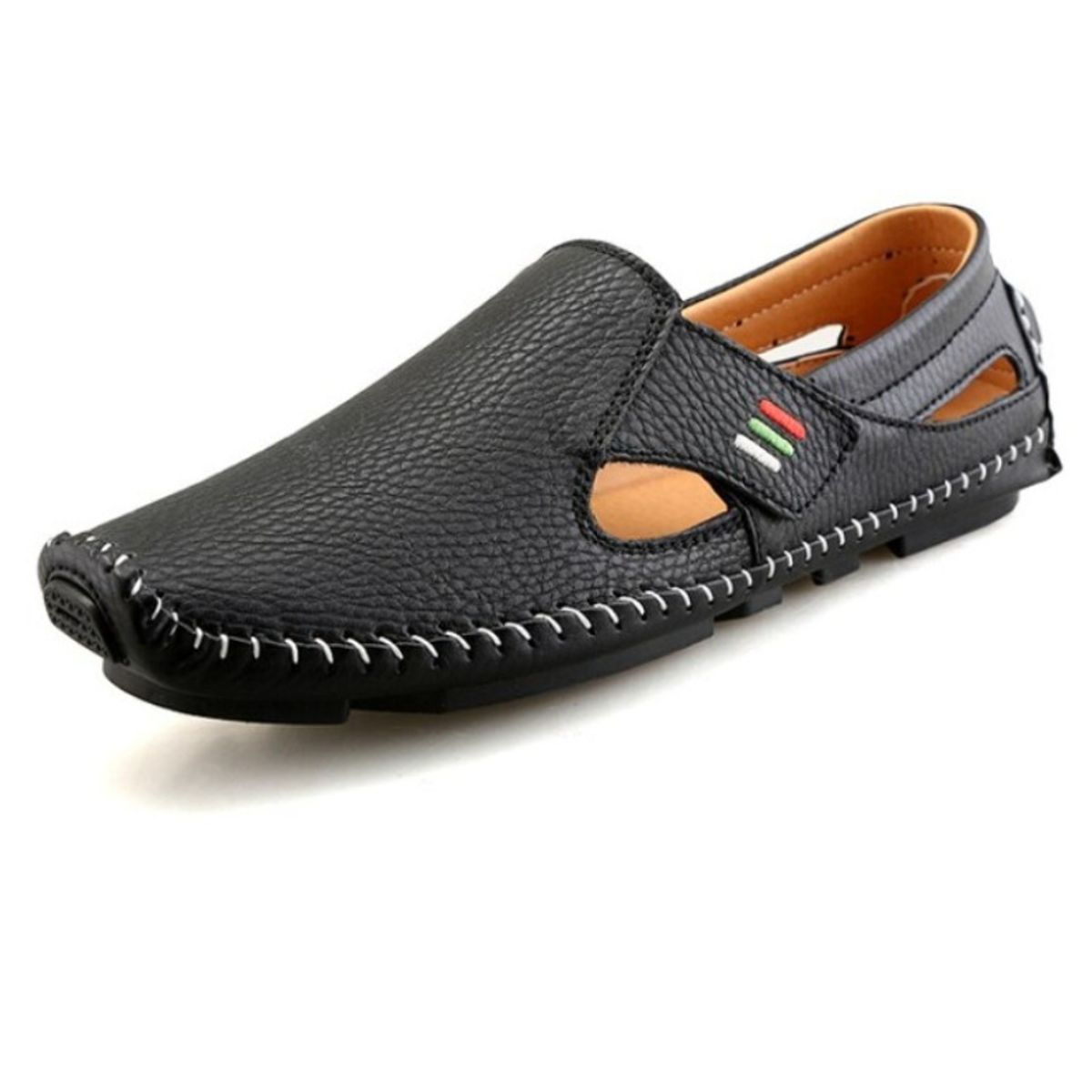 VATYERTY - Mocasines de cuero transpirables primavera verano Hombre Negro.