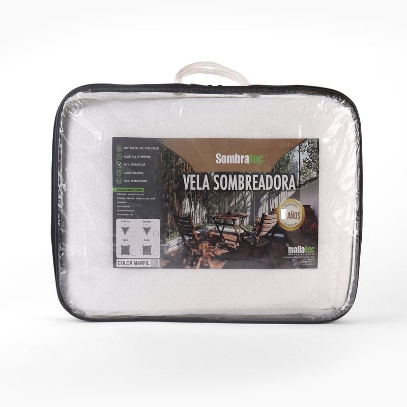 SOMBRATEC - Vela sombra sombreadora triangular 3x3x3 m marfil
