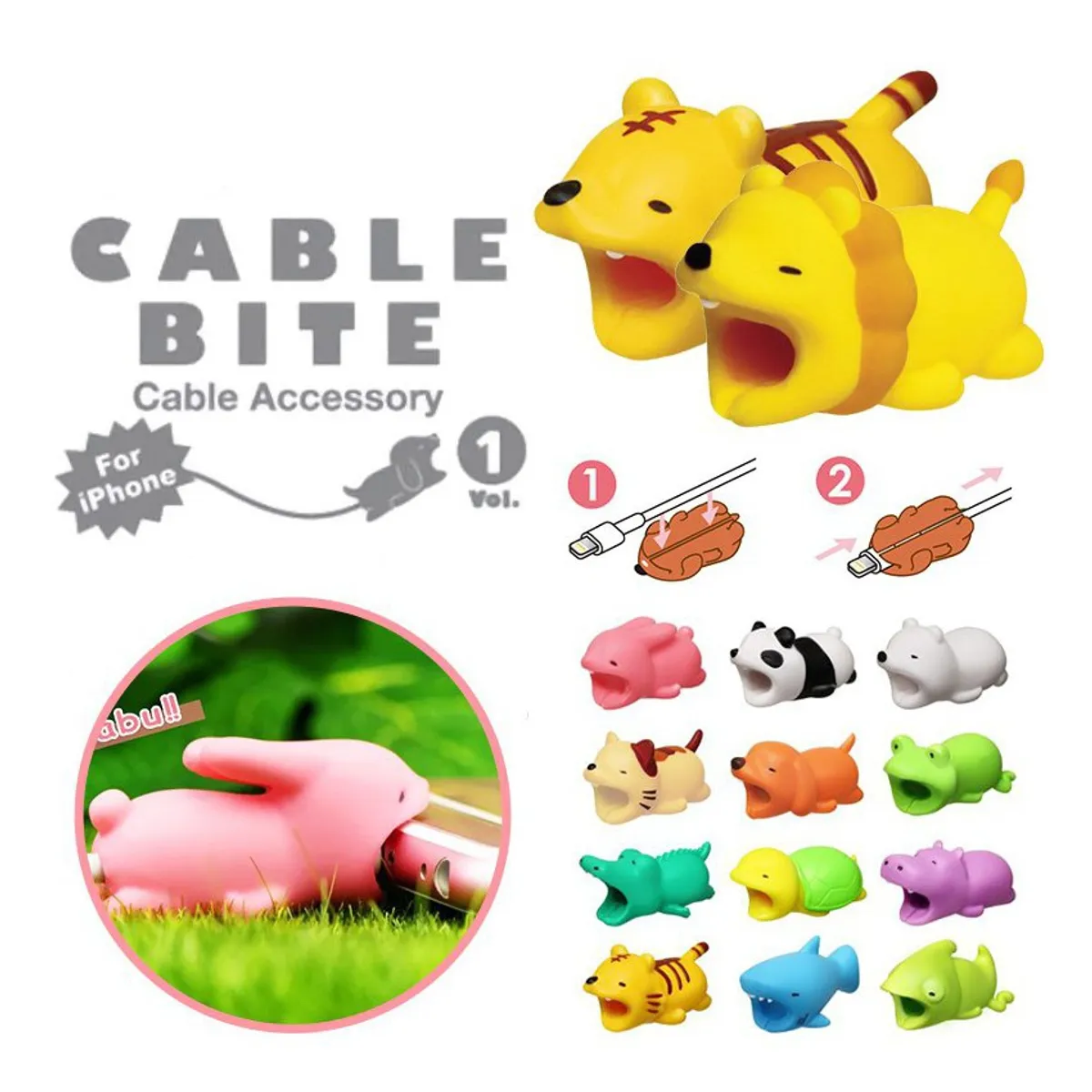 VATYERTY - Lindo cable bite usb cargador de protección.