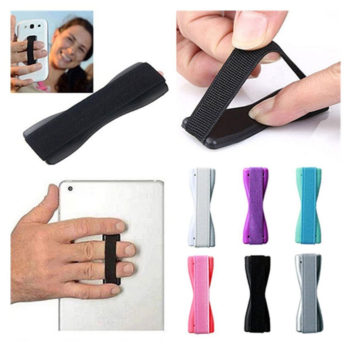 VATYERTY - Correa elástica con agarre para dedo soporte universal teléfono móvil.