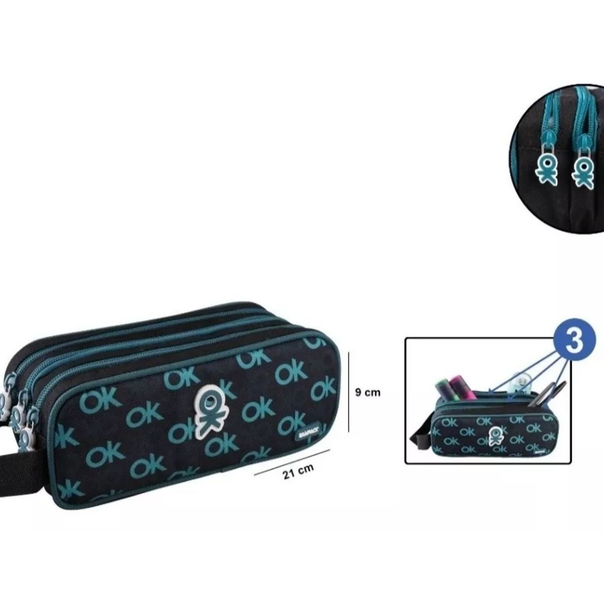 GENERICO - Estuche Escolar Con 3 Compartimiento