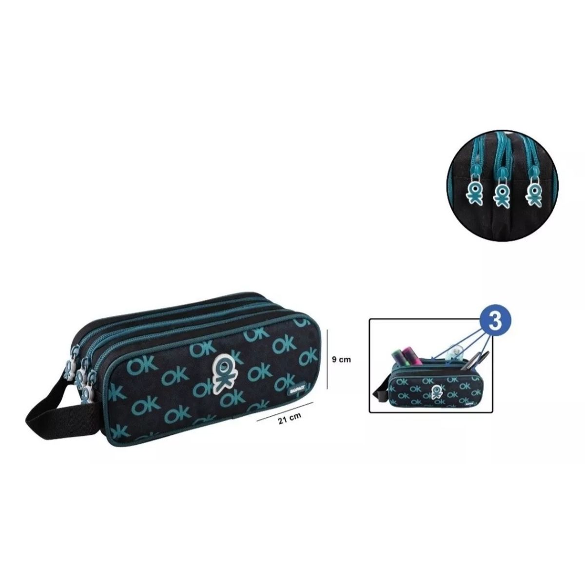 GENERICO - Estuche Escolar Con 3 Compartimiento