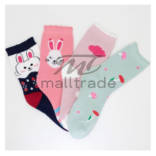 EVERSO - Pack 12 Calcetines De Niña Con Toalla Grueso Conejito