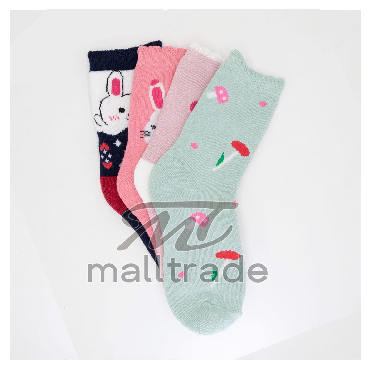 EVERSO - Pack 12 Calcetines De Niña Con Toalla Grueso Conejito