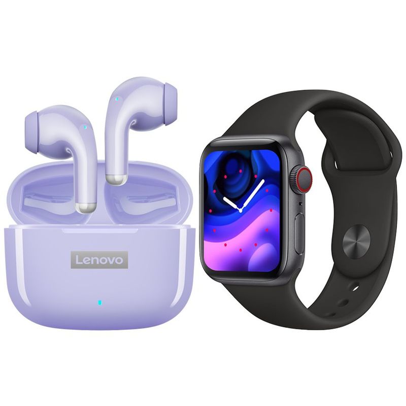 LENOVO - Lenovo LP40 PRO Audífono Bluetooth y reloj inteligente T900 Pro Max