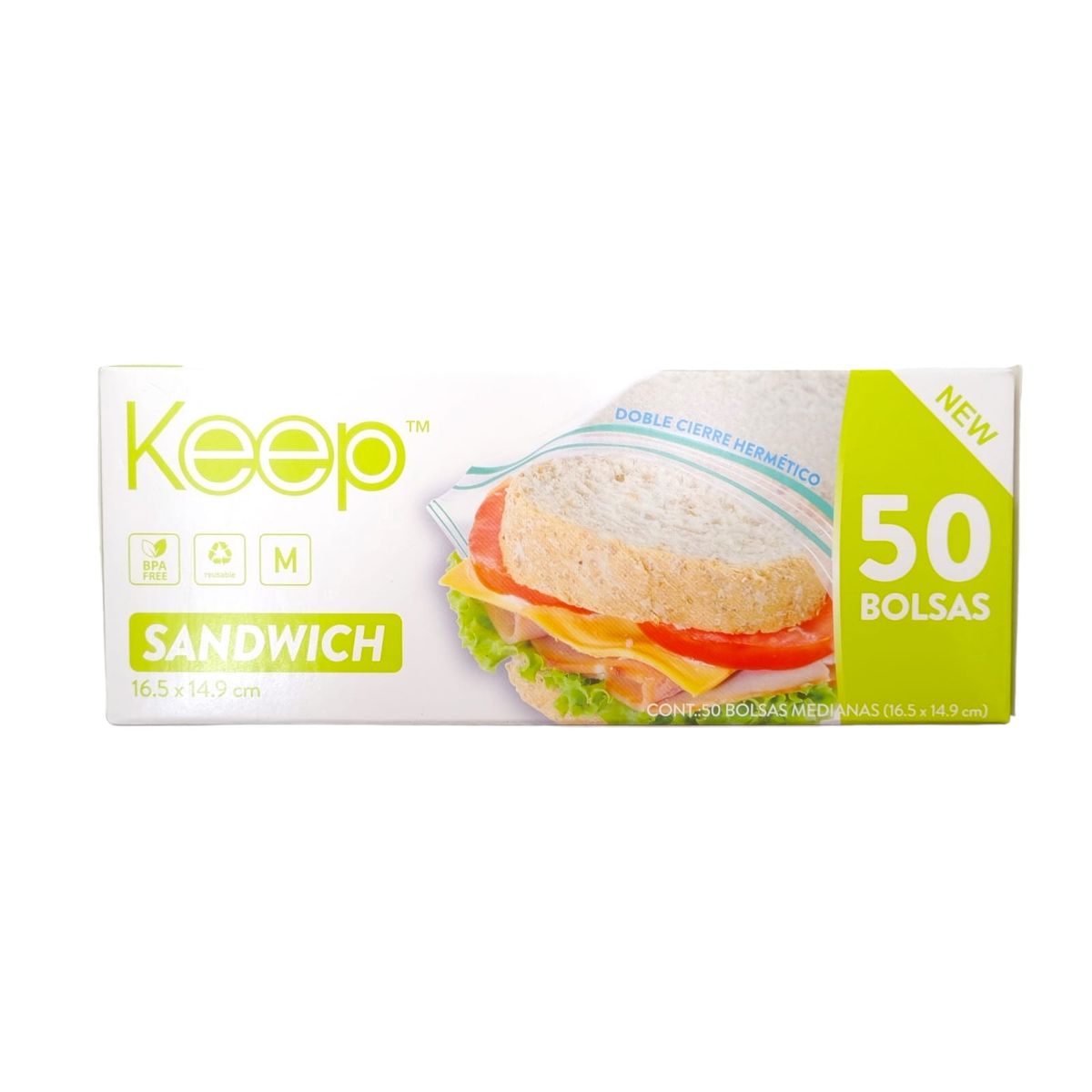 KEEP - Bolsa para Sándwich Hermética Doble Cierre Keep