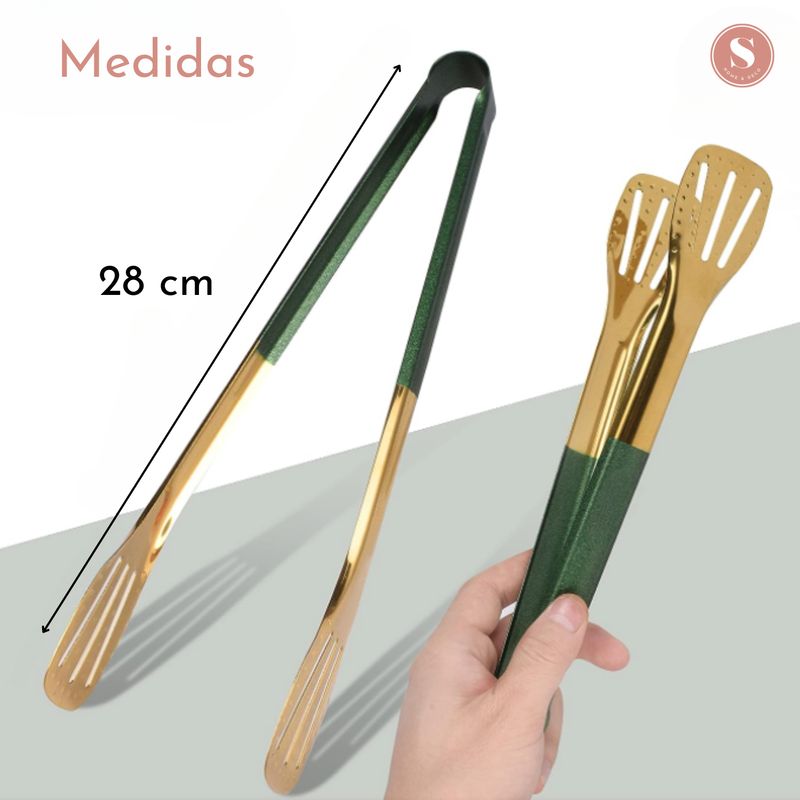 GENERICO - Pinzas Tenaza Cocina Asado Acero Inoxidable 28 cm Verde
