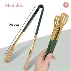 GENERICO - Pinzas Tenaza Cocina Asado Acero Inoxidable 28 cm Verde