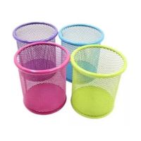 Porta Lápiz X3 Rejilla Malla Redondo Metálico 9x10 Cms