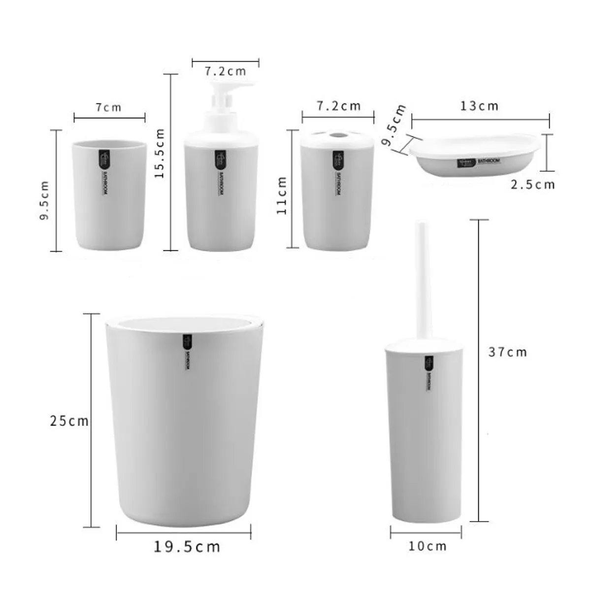 CRUSEC - Juego De Baño De 6 Piezas Accesorios - Blanco