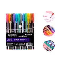 GENERICO - Set 12 Tinta Gel Glitter Boligrafos Neon Colores Brillantes
