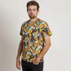 MUST - POLERA HOMBRE HAWAIANA MANGA CORTA CAFE