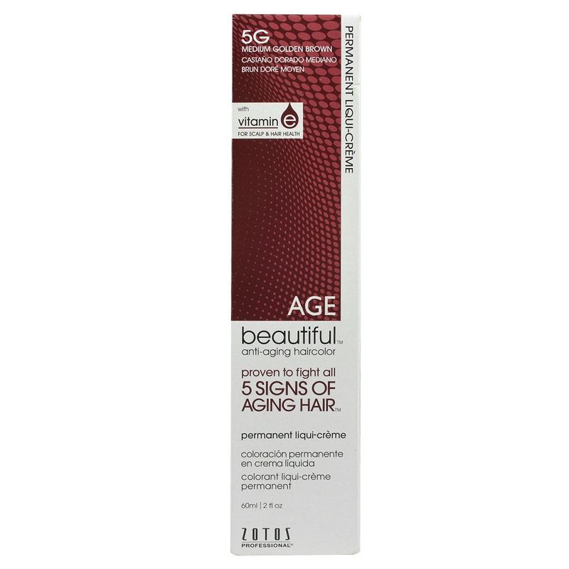 AGE BEAUTIFUL - Tinte Permanente Anti-Edad En Crema Liquida De 60 ml Castaño Dorado Medio 5G Age
