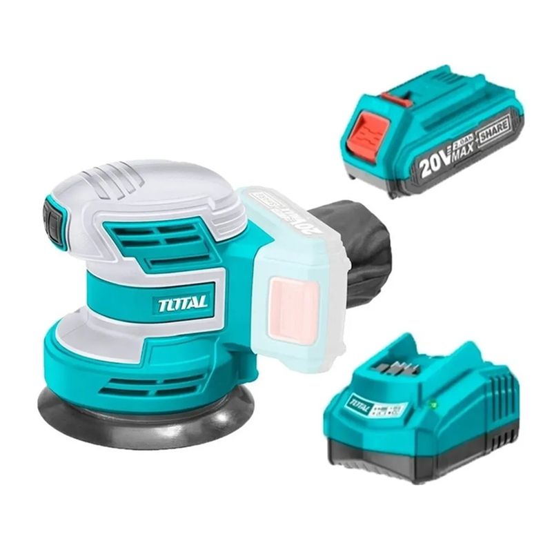 TOTAL TOOLS - Lijadora Roto Orbital Inalámbrica 20v 125mm  Bateria  Cargador
