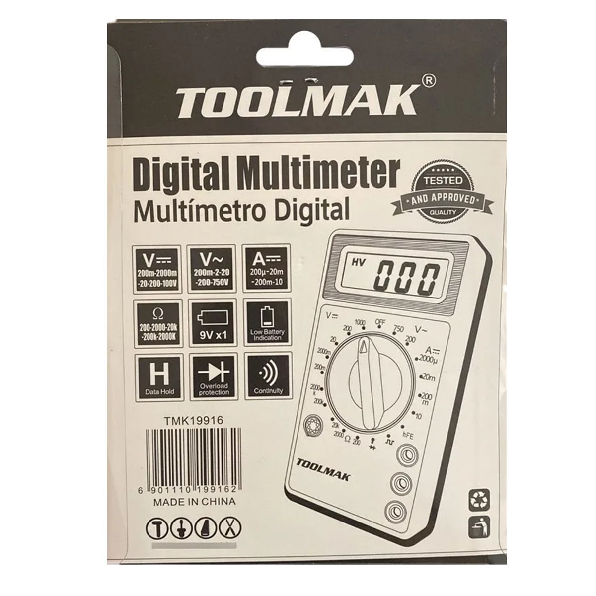 GENERICO - Multimetro Multitester Digital Toolmak Tmk19916