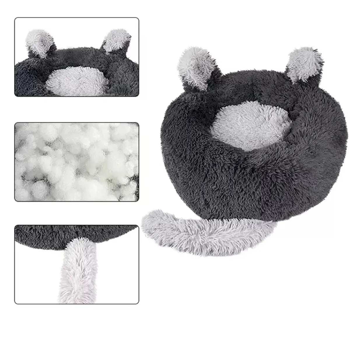 GENERICO - Cama De Mascota Tipo Donut Con Cola XXL 80 Cm Luri Pets Azul