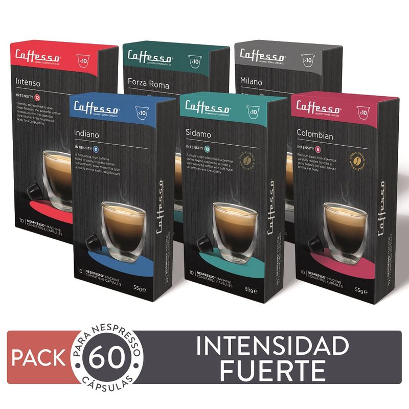 CAFFESSO - Pack 60 Cápsulas Caffesso Intensidad Fuerte para Nespresso.