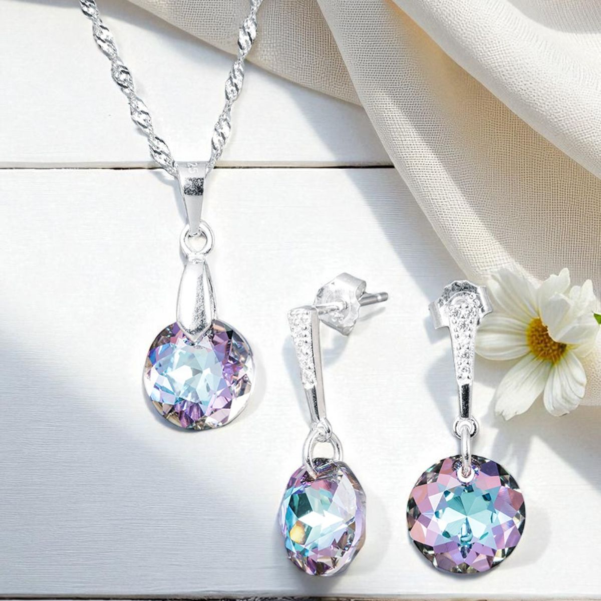 JOYAS MONTERO - Conjunto Plata 925 Gracia creado con cristales de Swarovski® Vitral Light
