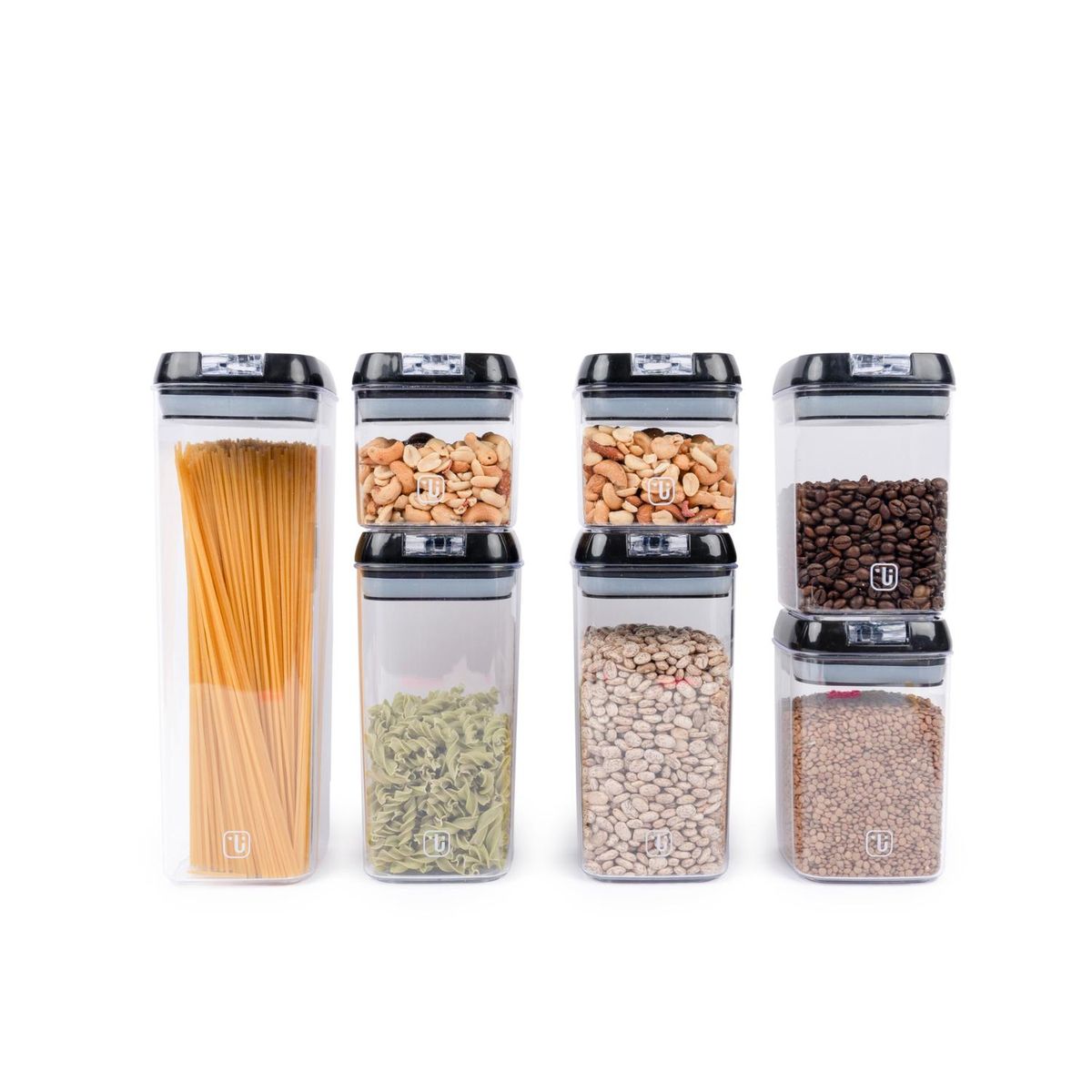 SIMPLIT - Set de 7 Contenedores Herméticos Plástico Negro Simplit