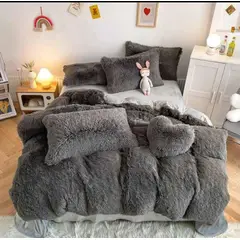 ANGELES DEL HOGAR - Cobertor de invierno peludo con chiporros Plaza y media Gris