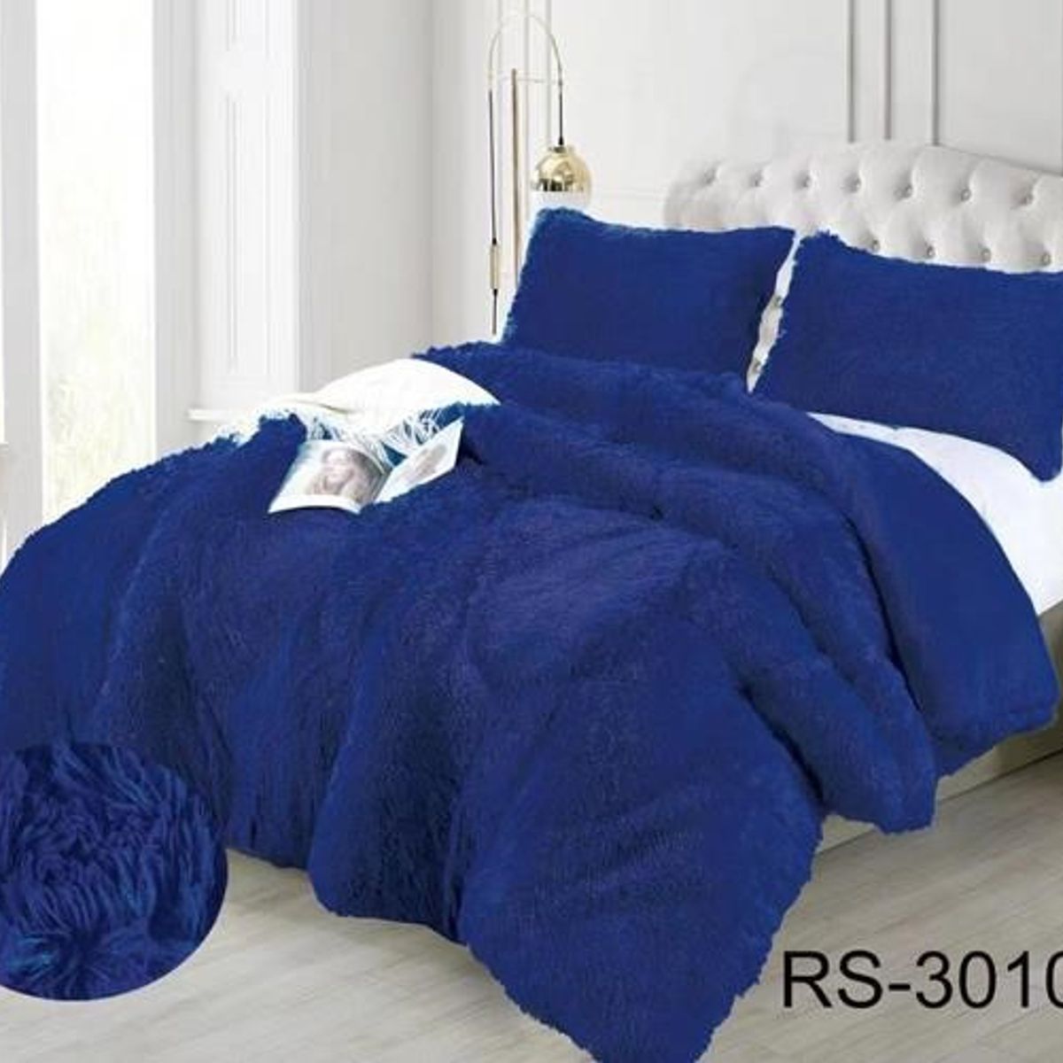 GENERICO - Cobertorde invierno peludos con chiporros 2 plazas Azul