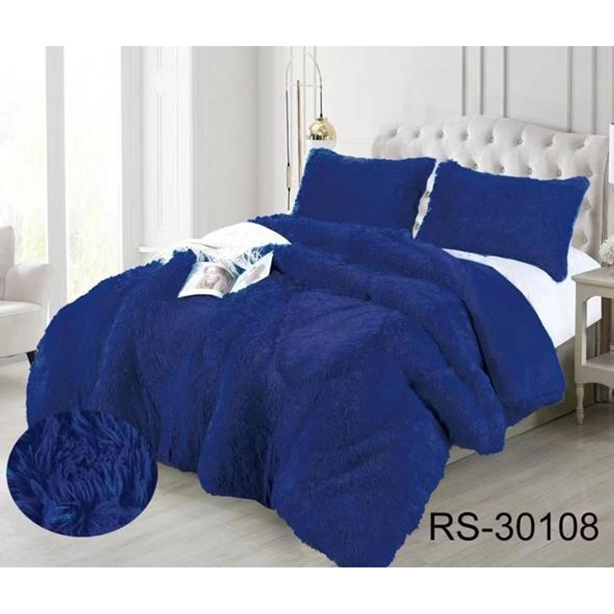 GENERICO - Cobertorde invierno peludos con chiporros 2 plazas Azul