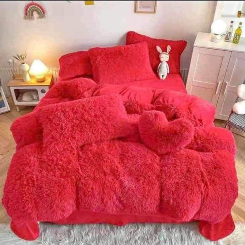 ANGELES DEL HOGAR - Cobertor de invierno peludos con chiporros 2 plazas Rojo