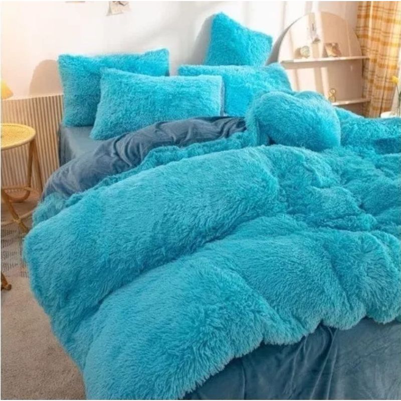 ANGELES DEL HOGAR - Cobertor de invierno peludo con chiporros Plaza y media Celeste