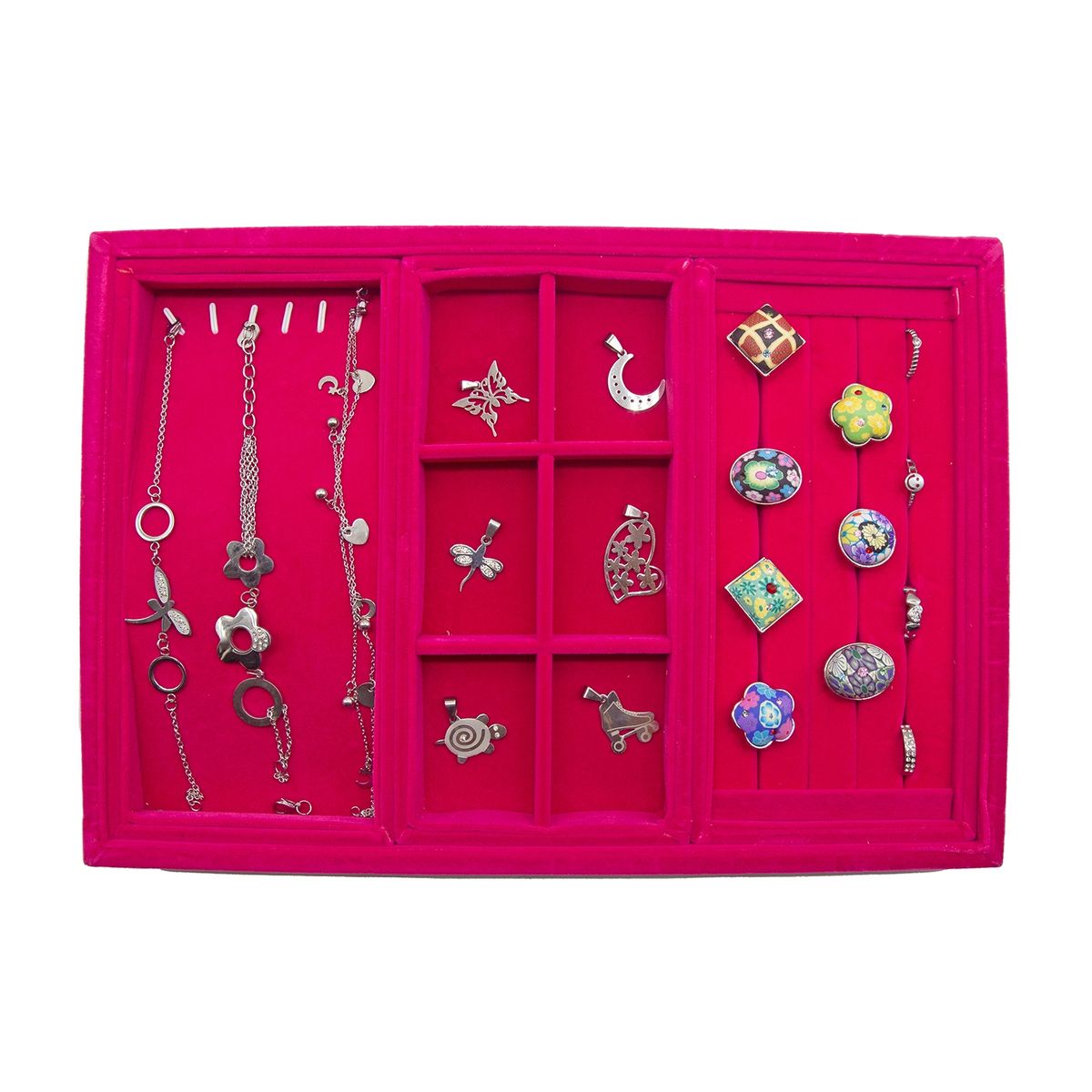 ALEMDALINDA - Bandeja Exhibidora para Joyas color Fucsia anillos Pulseras Cadenas