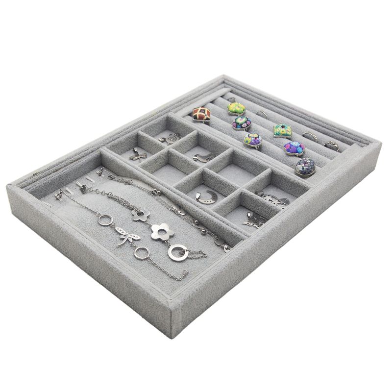 ALEMDALINDA - Bandeja Exhibidora para Joyas color Gris anillos Pulseras Cadenas