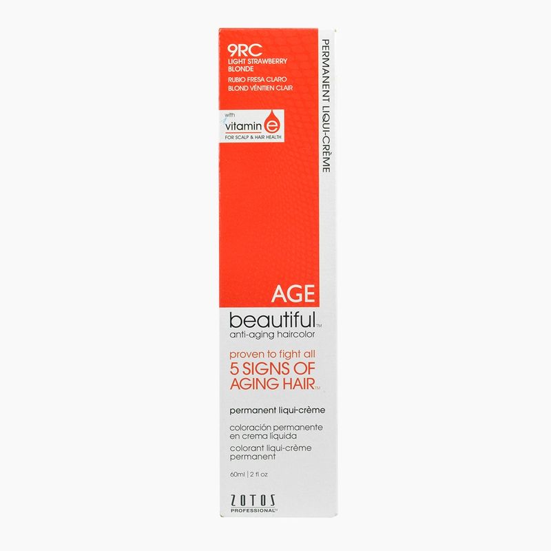 AGE BEAUTIFUL - Tinte Permanente Anti-Edad En Crema Liquida De 60 ml Rubio Rojizo Claro 9RC Age.-