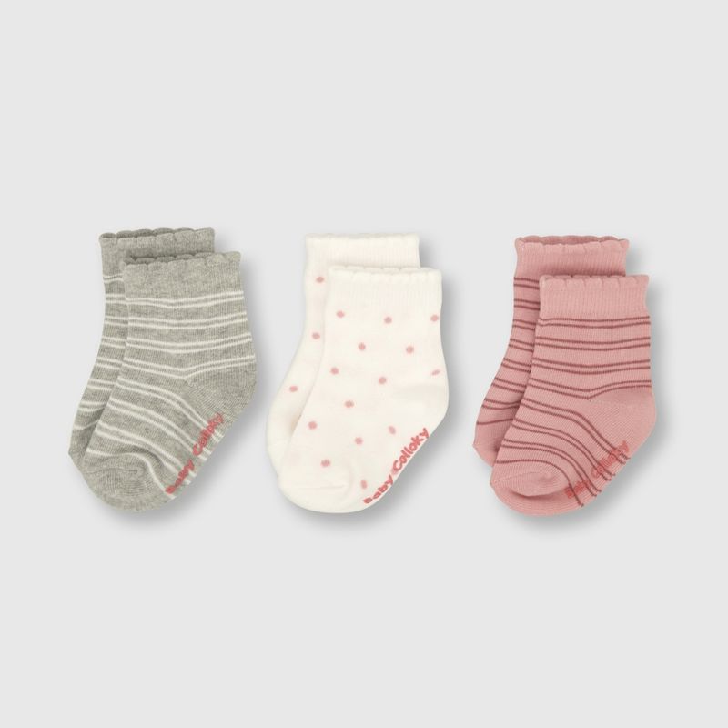 COLLOKY - Calcetin de bebe niña 3 pack dark rose (14 a 25)