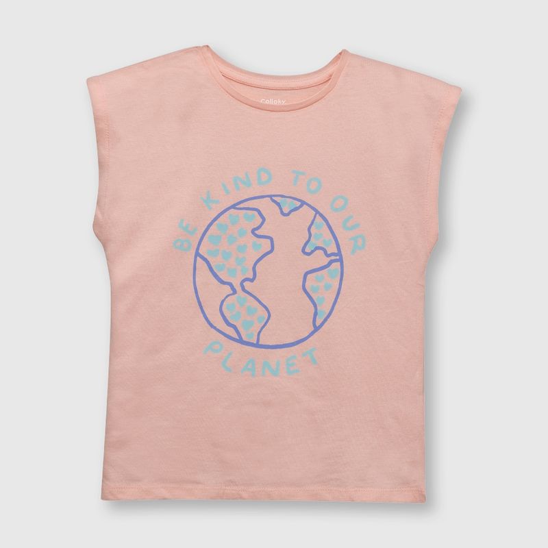 COLLOKY - Polera de niña mundo rosada (2 a 12 años)._