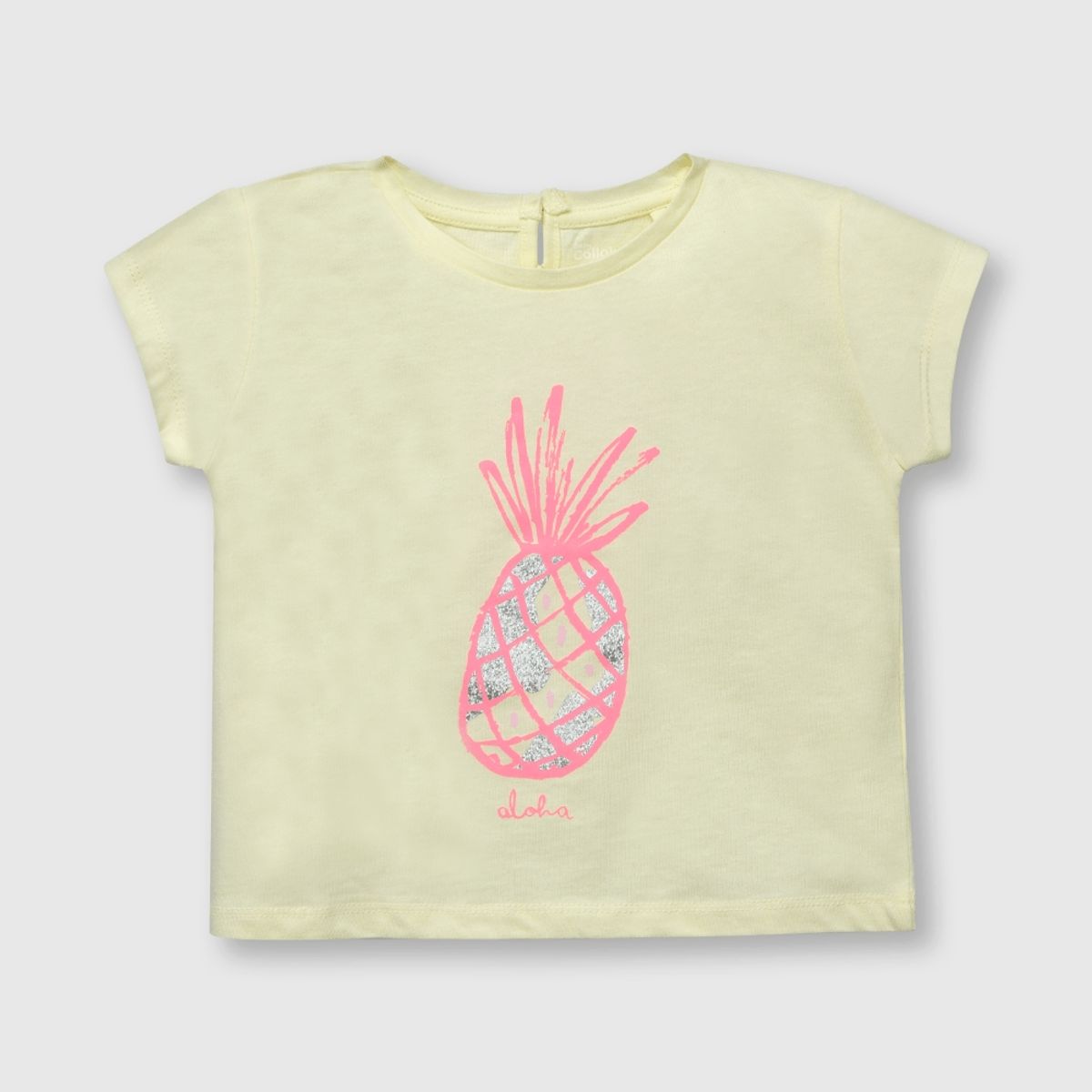 COLLOKY - Polera de bebe niña piña amarilla (3 a 36 meses)._