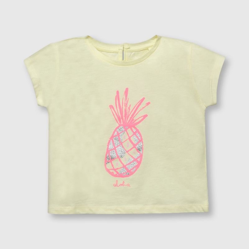 COLLOKY - Polera de bebe niña piña amarilla (3 a 36 meses)._