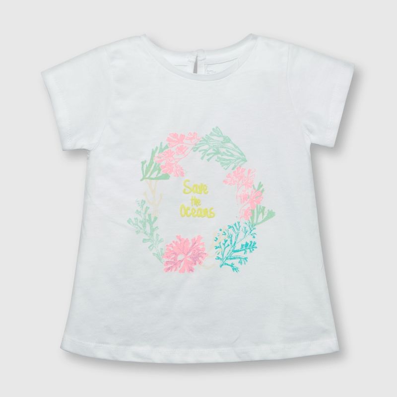 COLLOKY - Polera de bebe niña algas blanca (3 a 36 meses)._