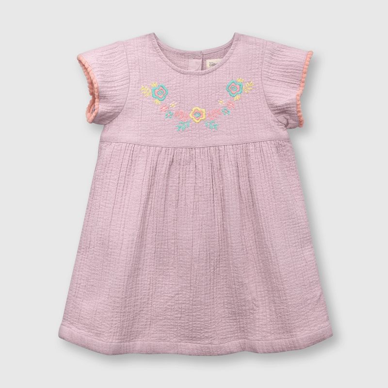 COLLOKY - Vestido de bebe niña bordado lila (3 a 36 meses)